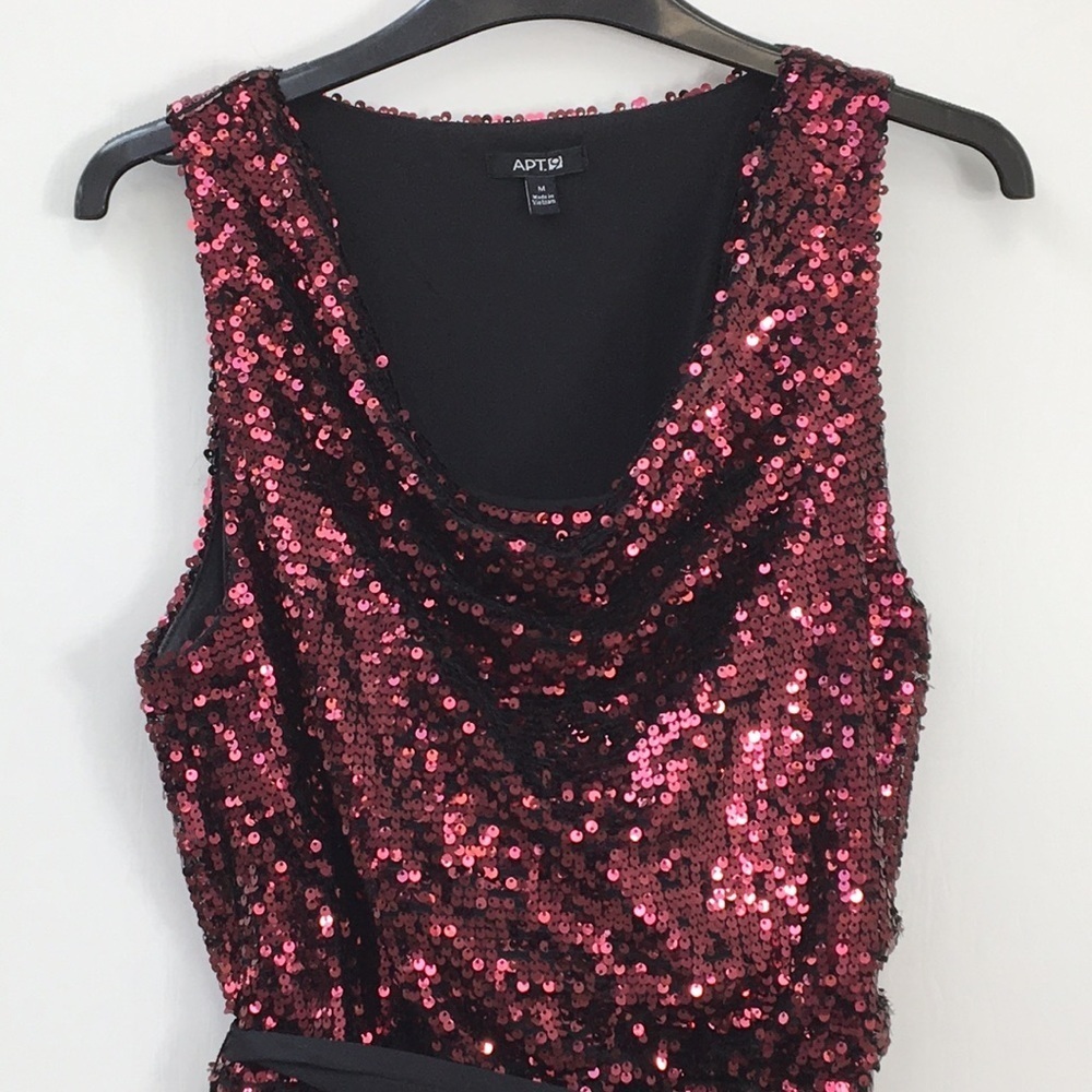 Apt. 9 Sleeveless Burgundy Deep Red Sequins Cowl Scoop Neck Party Dress Size M - Picture 2 of 8